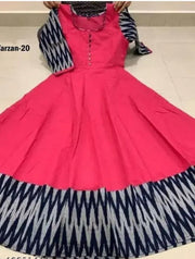 Women Solid Cotton Gown (Red)
