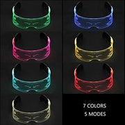 Led Glasses 7 Colors & 5 Modes, Rectangular, Retro, Multicolour (7 colors), Luminous Glasses for Halloween Cosplay Party Bar