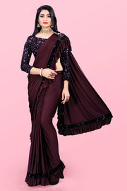 Lycra Blend Solid Saree for Women (Sea Green, 6.3 m)