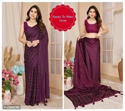 Georgette Striped Saree for Women (Pink, 6.3 m)